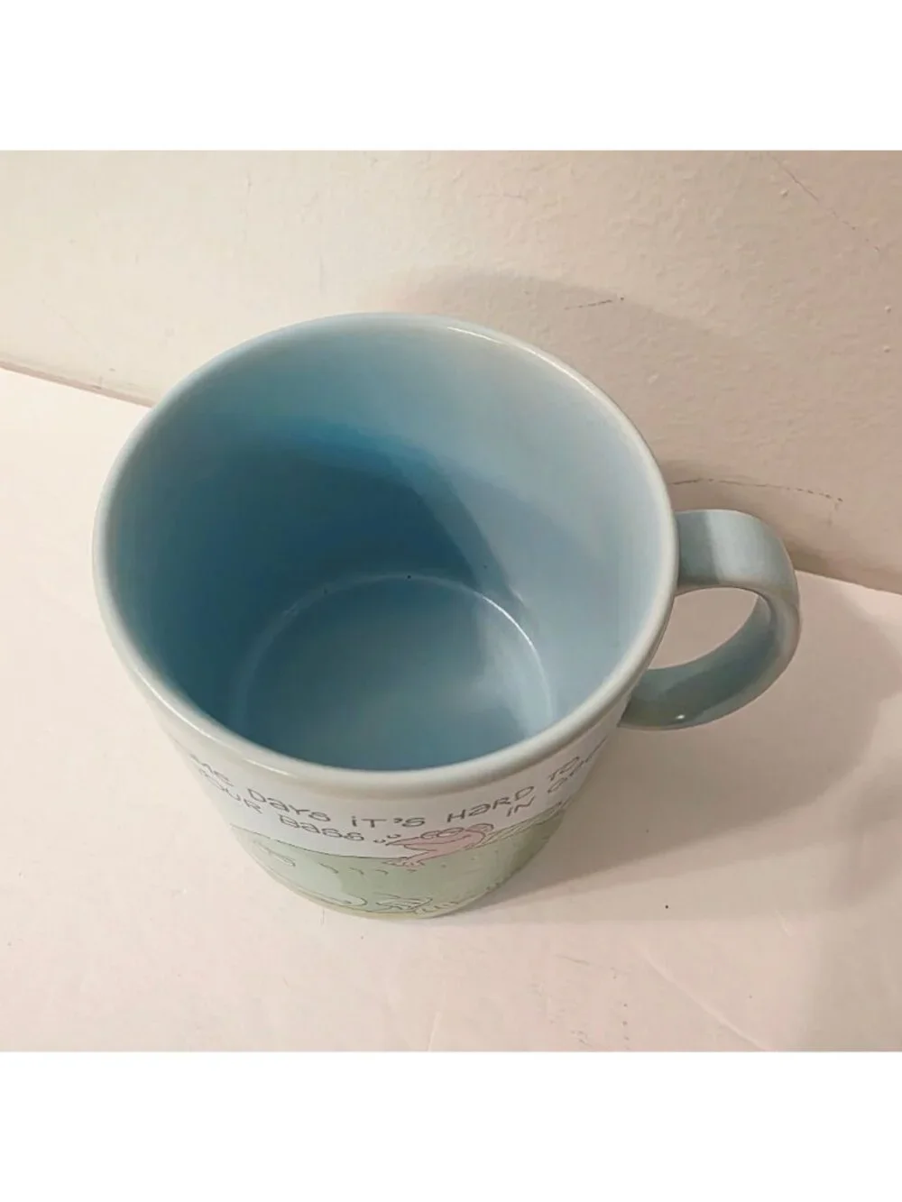 Vtg Novelty American Greetings Get Your Bass In Gear Fish Blue Cup Mug Humor